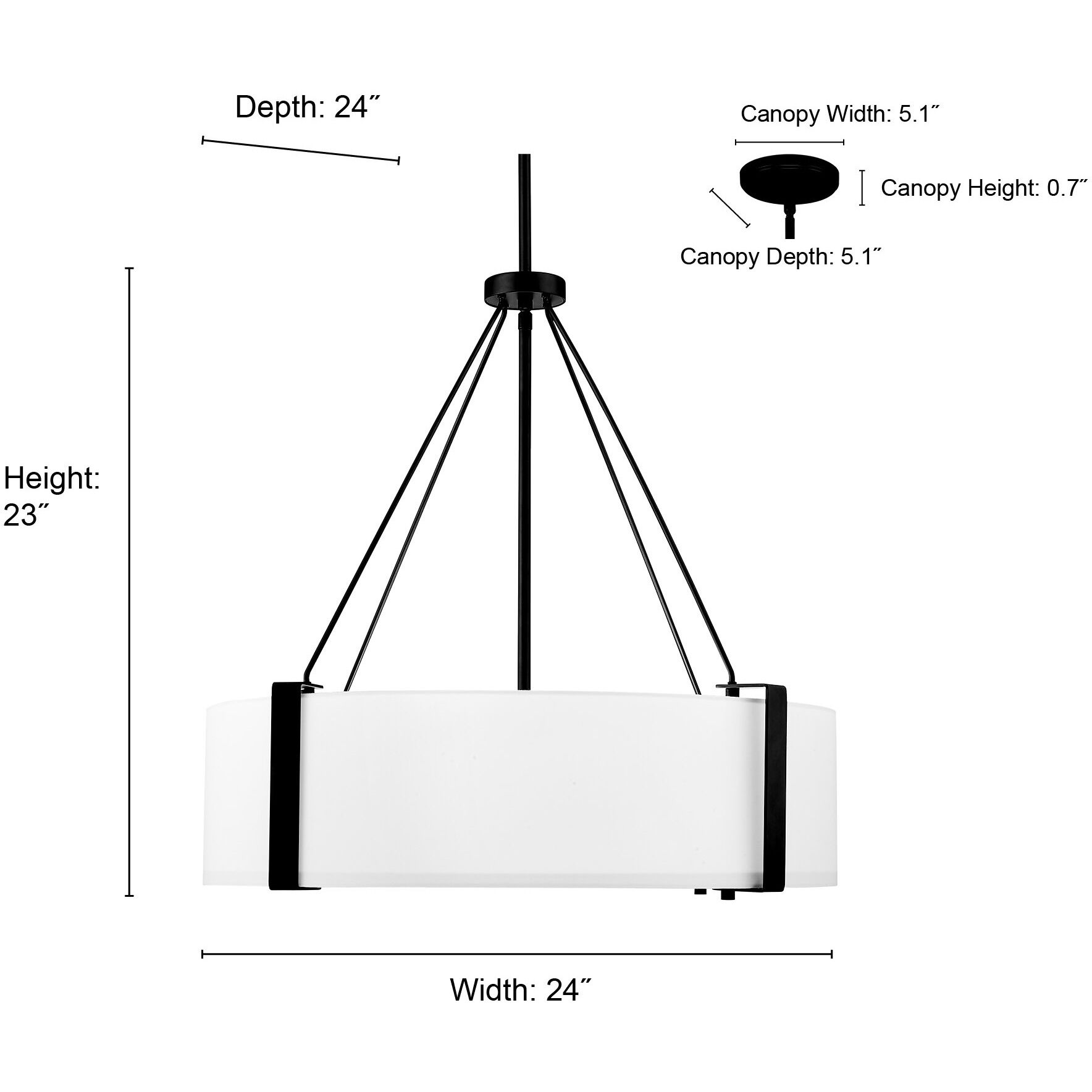 Telfar 3 Light 24 inch Modern Gold/White Pendant Ceiling Light